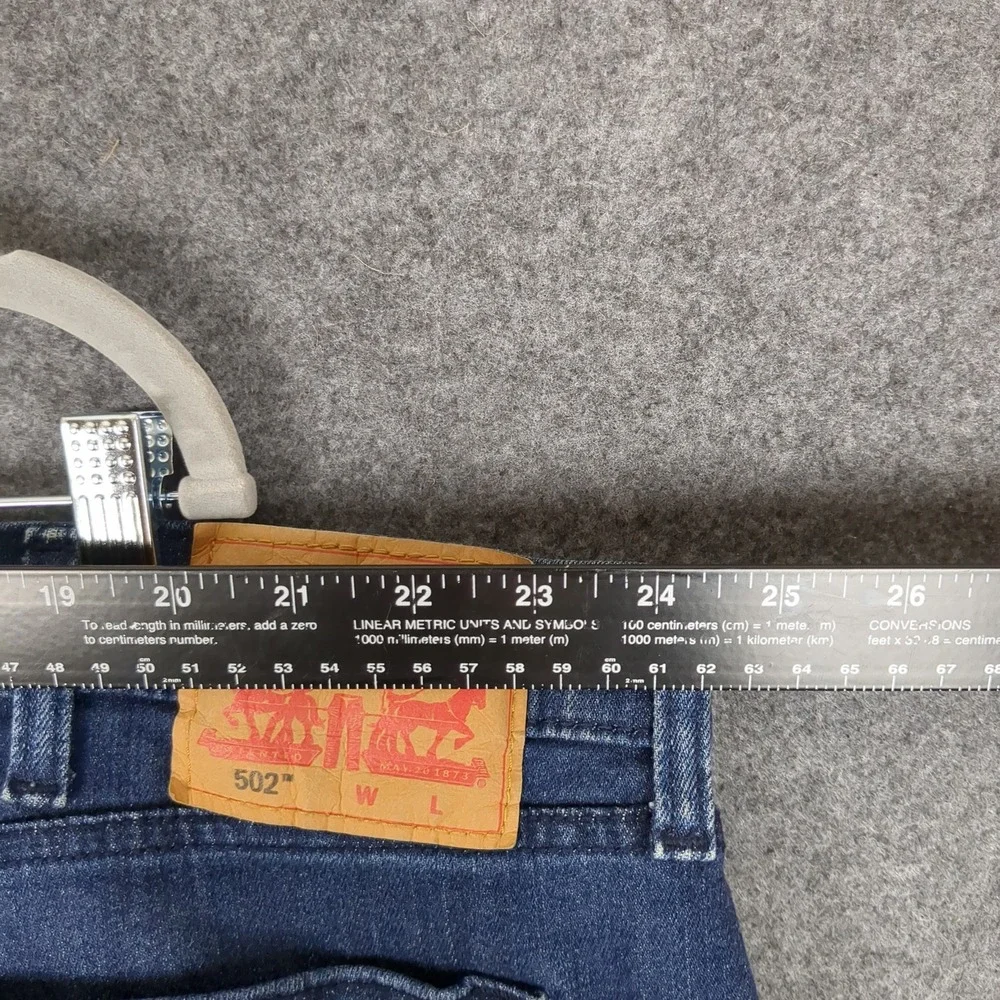 Levis 502 Taper Mens‎ Jeans 48x32 Dark Wash Blue Stretch Denim